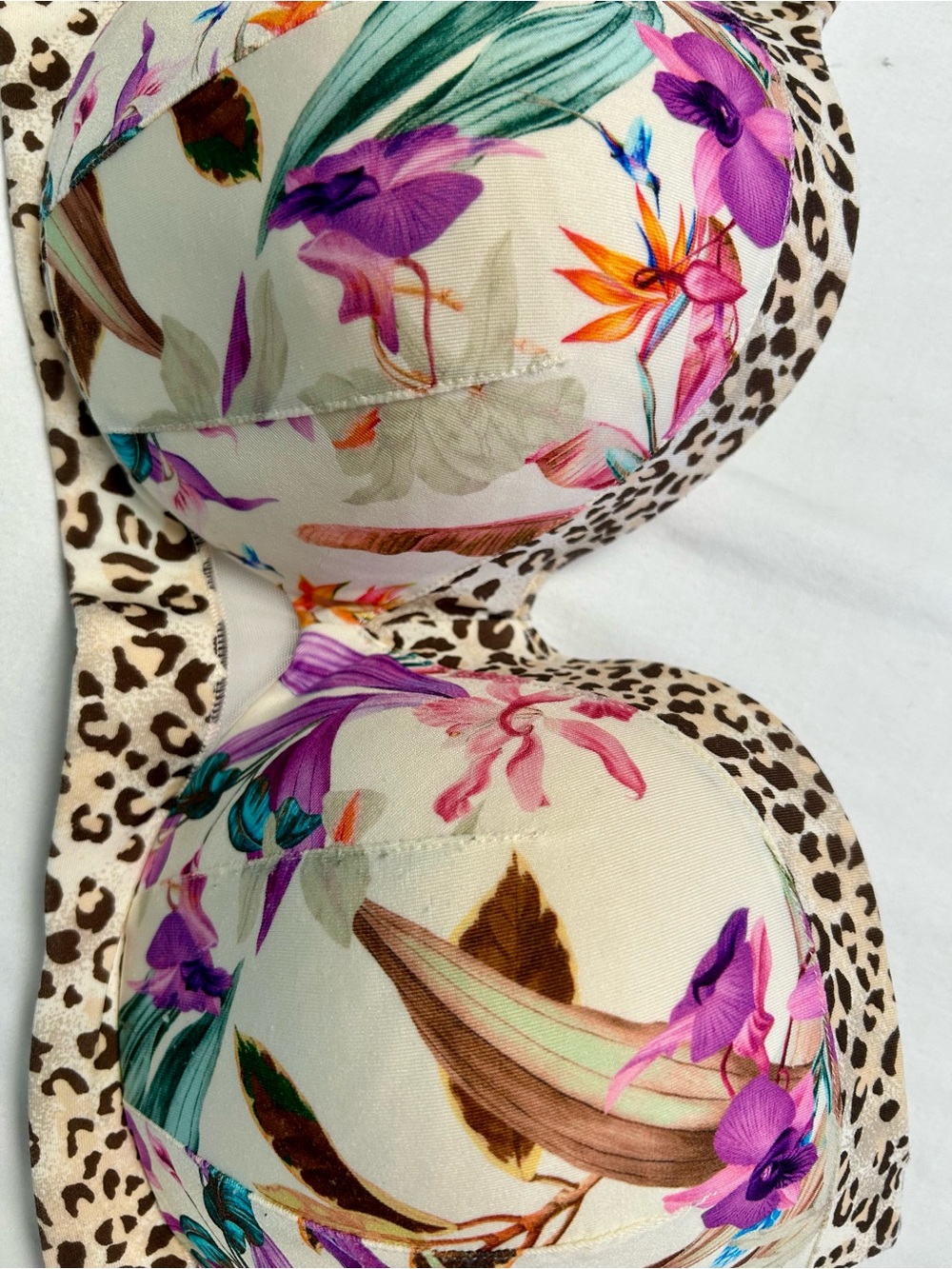 CACIQUE BALCONETTE BRA, SZ 44C, PLUS SIZE, TROPICAL FLORAL & LEOPARD PRINT - Picture 7 of 9